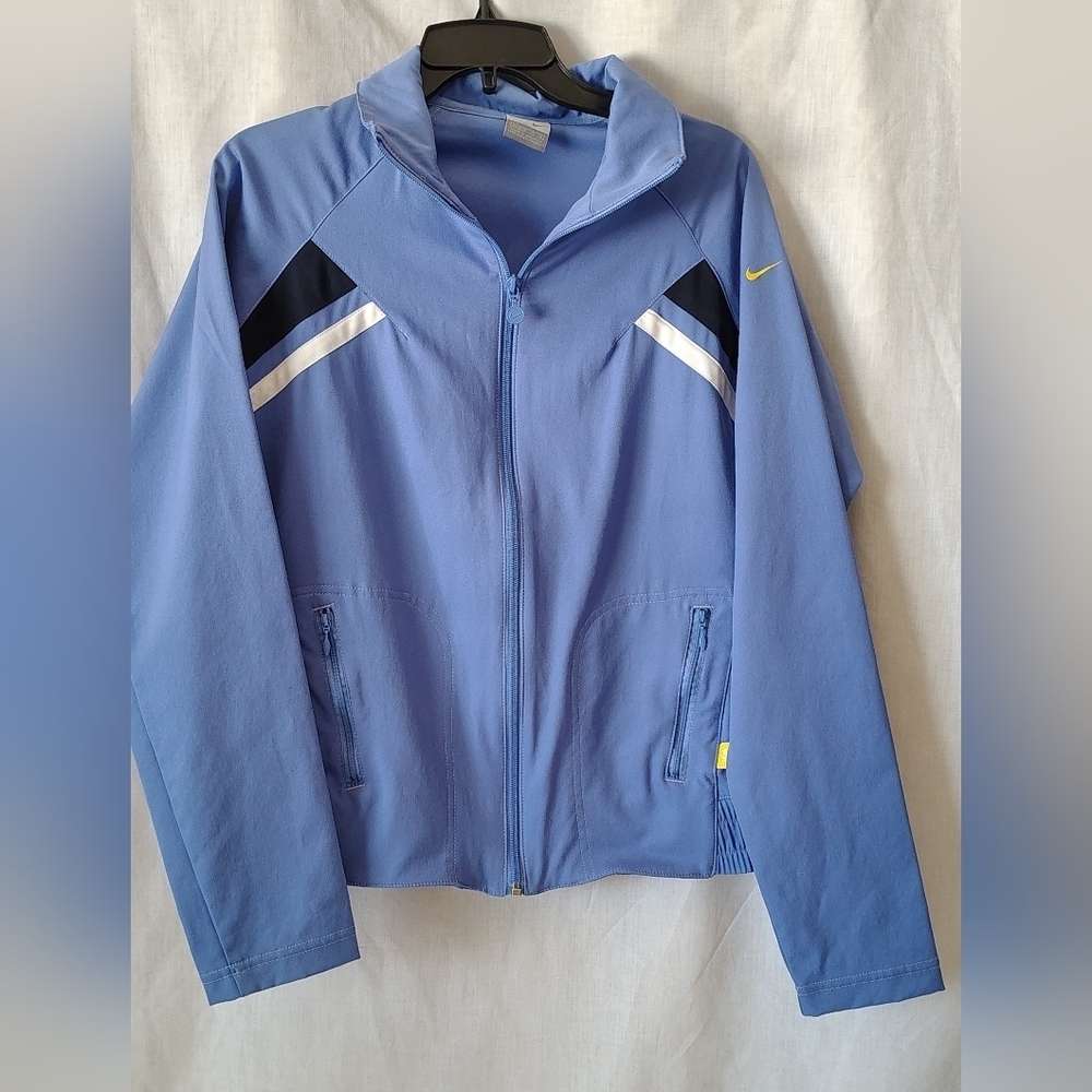 Nike Light Blue Athletic Jacket with Black and White Details Size XL ( 16 - 18 )